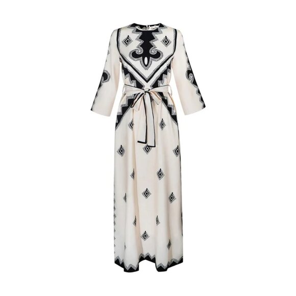 NWT ESTEEM COUTURE Kati Dress Kaftan Black/White Maxi Dress in Size XL - Picture 1 of 5
